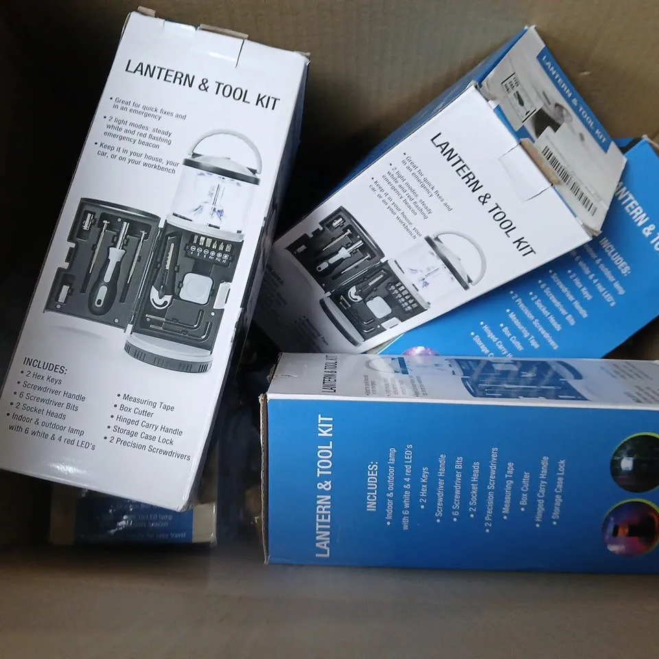 APPROXIMATELY 15 ASSIRTED ITEMS TO INCLUDE LANTERN & TOOL KIT, ETHERNET SPLITTERS, ETC