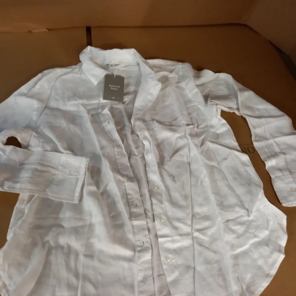 H&M NATURAL LINEN WHITE SHIRT - M