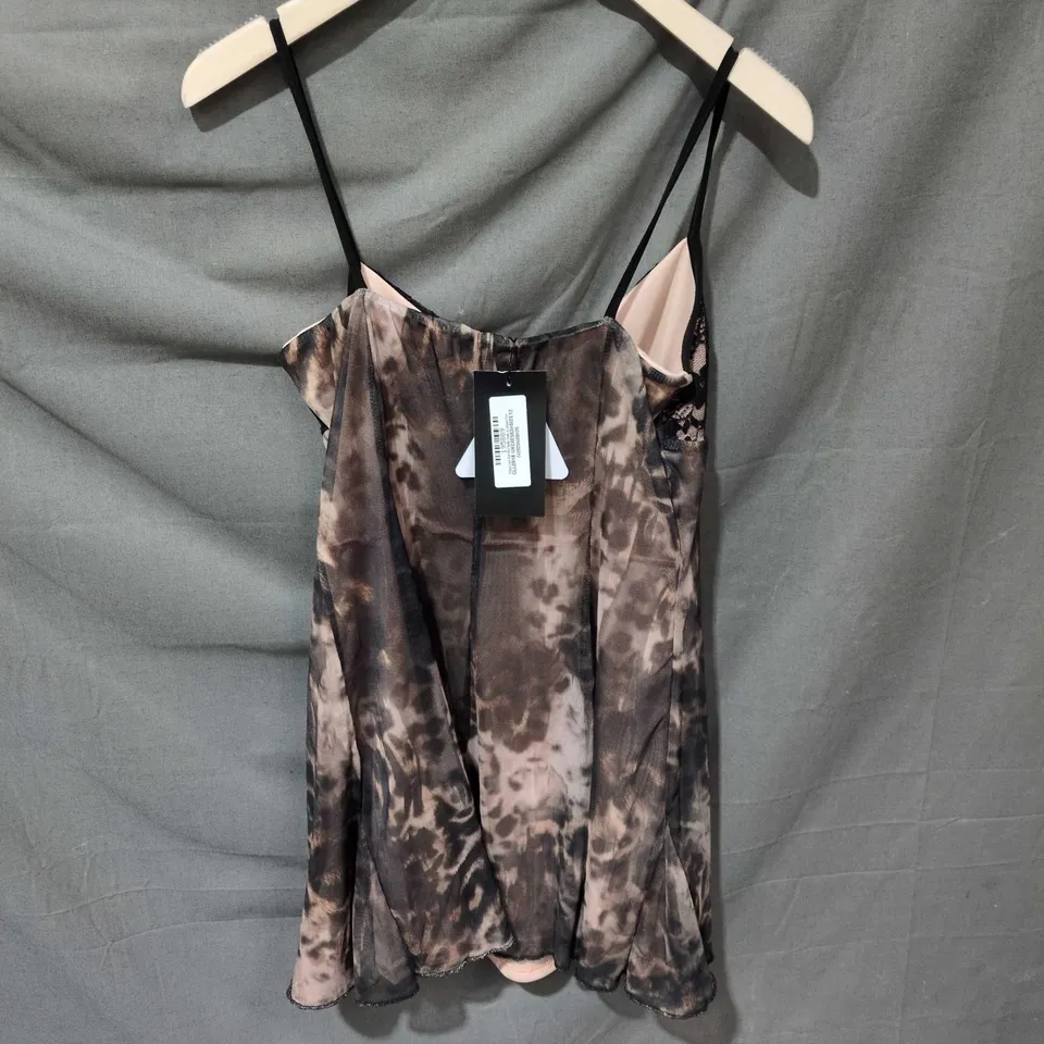 EGO LACE-TOP BABYDOLL NIGHTDRESS – BROWN TIE-DYE SIZE 12 