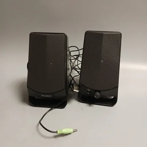 BOXED PAIR OF MAJORITY DESKTOP SPEAKERS IN BLACK