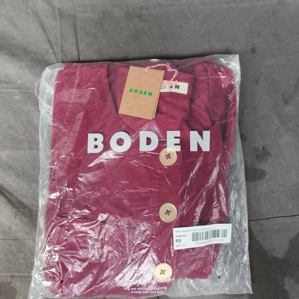 BAGGED BODEN EVELYN CORD SHIFT DRESS IN RED SIZE 16R