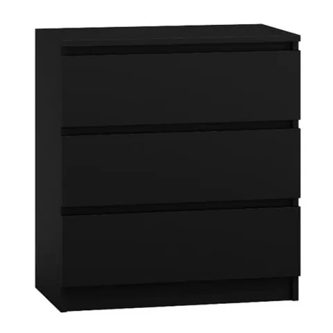 BOXED TRAYNOR 70CM W 3-DRAWER CHEST OF DRAWERS - BLACK (1 BOX)