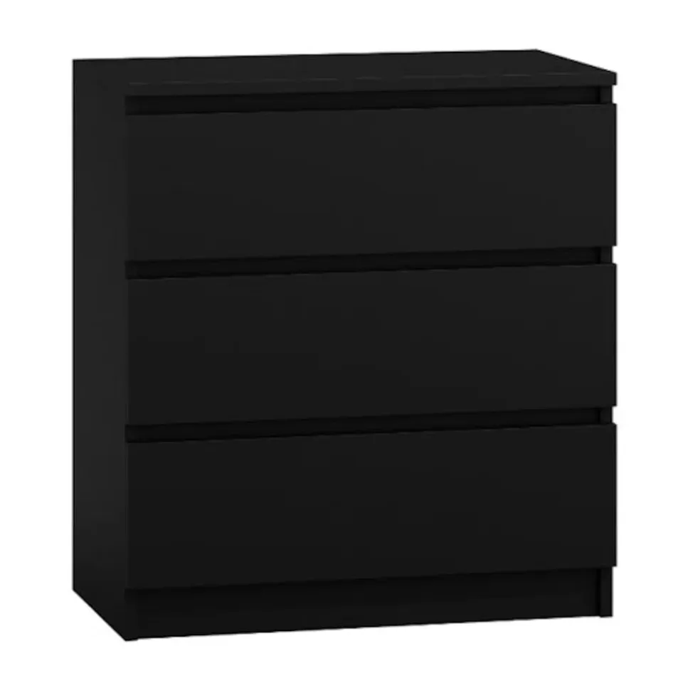 BOXED TRAYNOR 70CM W 3-DRAWER CHEST OF DRAWERS - BLACK (1 BOX)