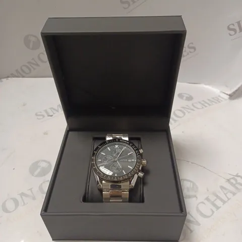 MEN’S LATOR CALIBRE L2842 CHRONOGRAPH WATCH - STAINLESS STEEL STRAP – BLACK DIAL & BEZEL – CHRONOGRAPH MOVEMENT