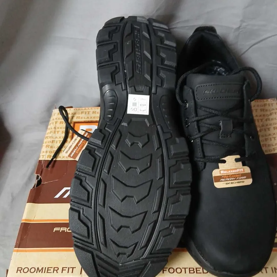 SKECHERS MEN'S BLACK SHOES - UK 12 - AIR-COOLED MEMORY FOAM, RELAXED FIT