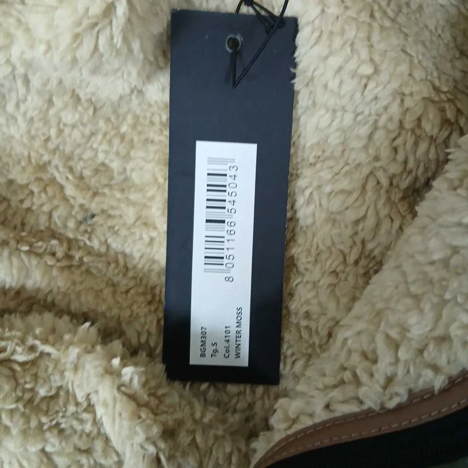 GAMMON OLIVE GREEN CAMOUFLAGE PARKA WITH FAUX SHEARLING LINING – SIZE S