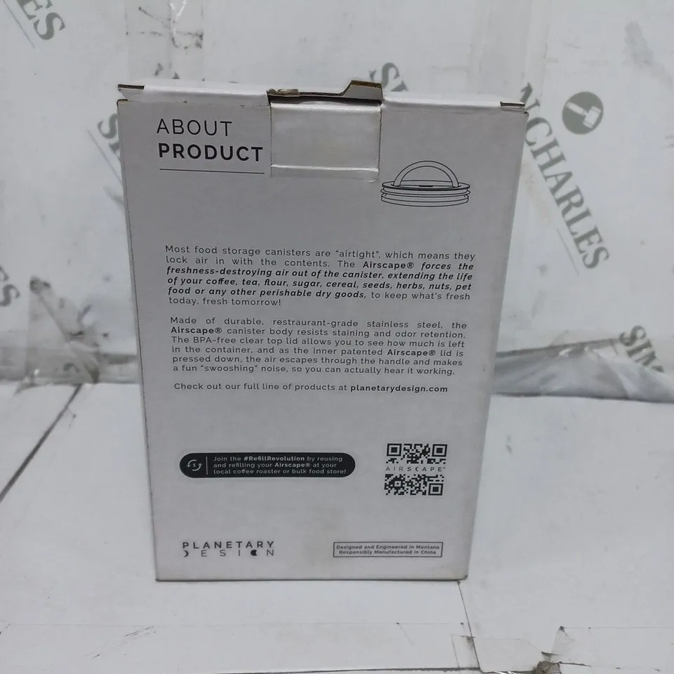 BOXED AIRSCAPE COFFEE CANISTER BLACK MEDIUM STAINLESS STEEL