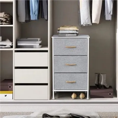 BOXED 45CM W 3-DRAWER CHEST OF DRAWERS - LIGHT GREY (1 BOX)