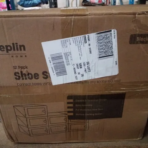 BOXED KEPLIN 12PK SHOE STORAGE BOX - BLACK