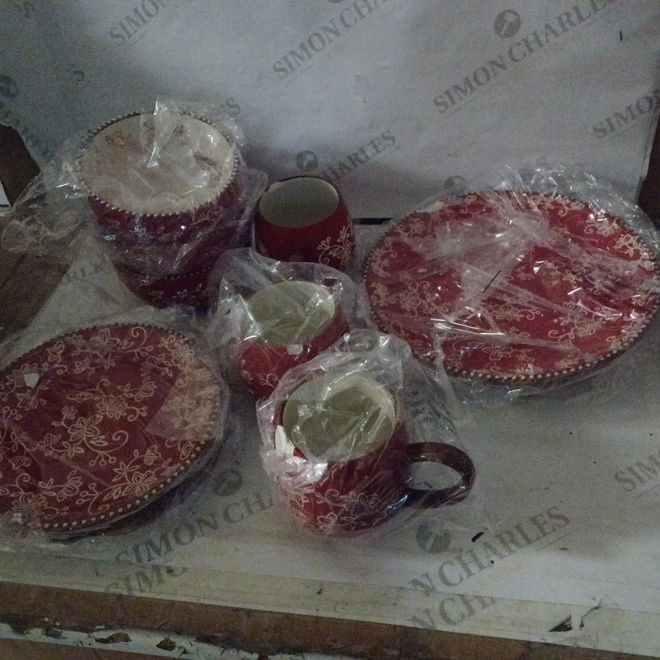 TEMP-TATIONS 16 PIECE CERAMIC DINNERWARE SET, RED