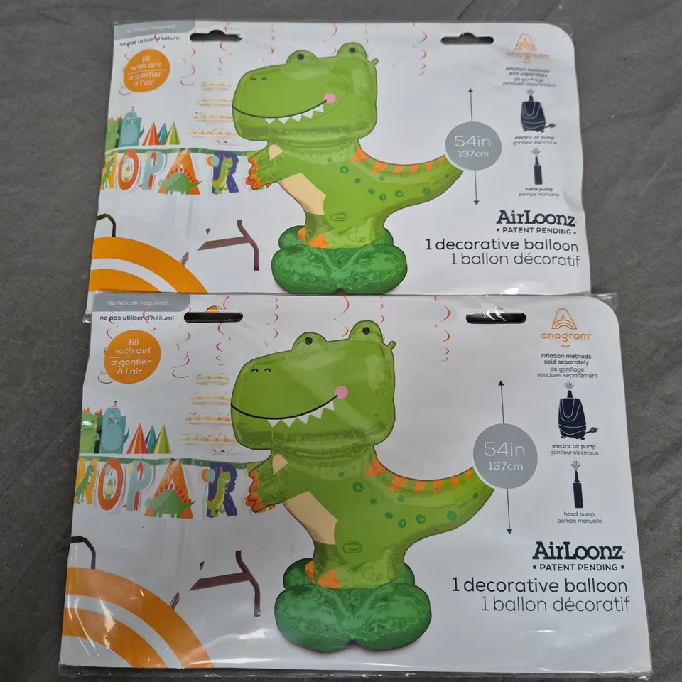 LOT OF 2 AIRLOONZ 54" DINOSAUR BALLOONS