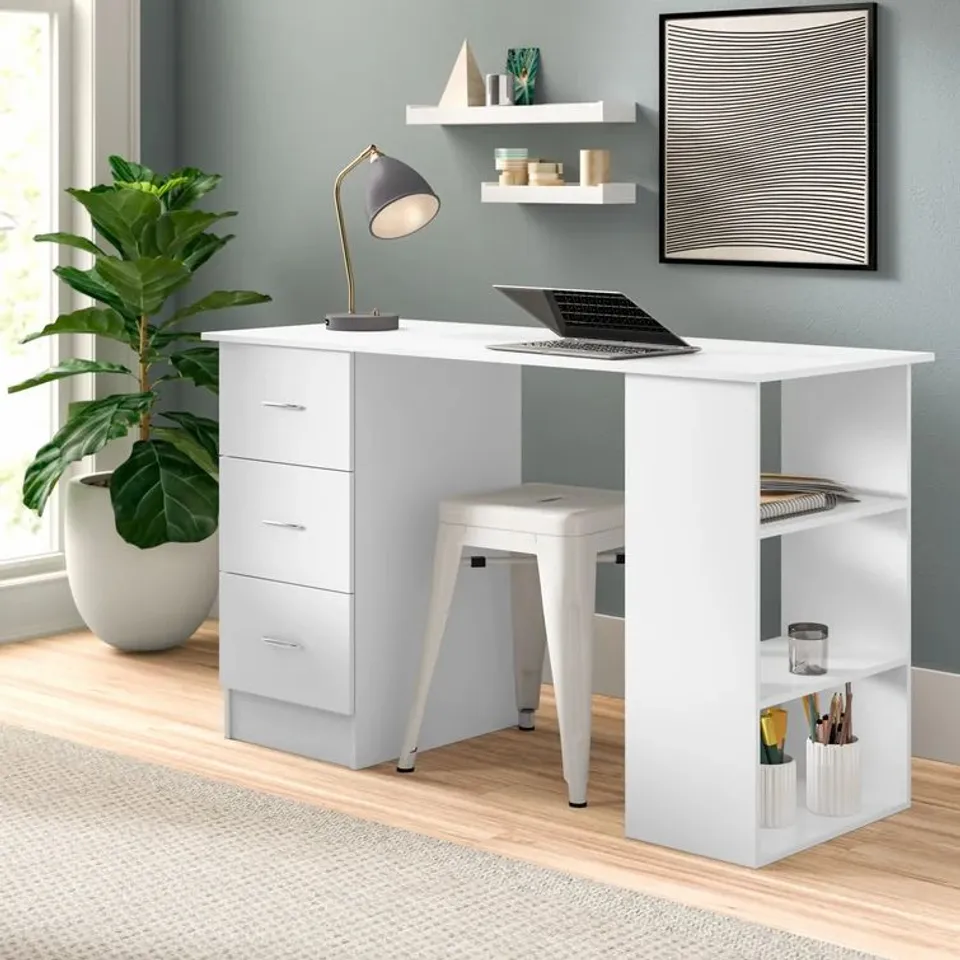 BOXED COMPUTER DESK WHITE