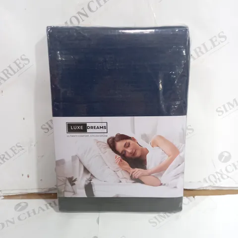 LUXE DREAMS DARK BLUE FITTED SHEET SIZE SINGLE