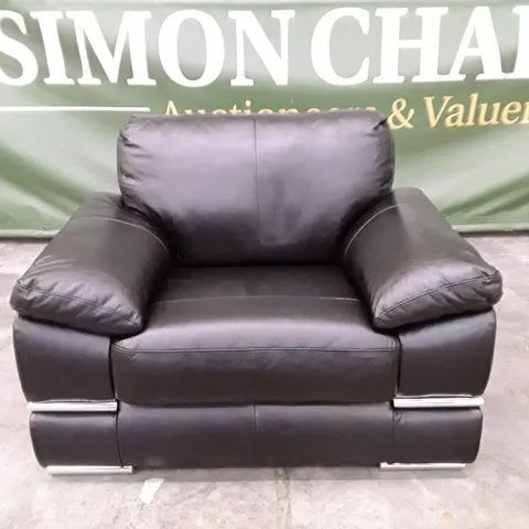 QUALITY DESIGNER ARMCHAIR - BLACK LEATHER