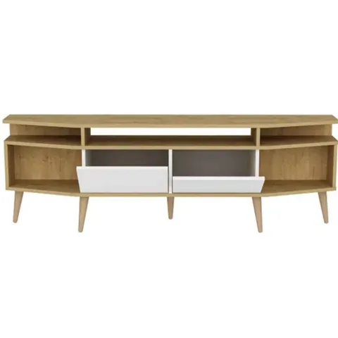 BOXED DECOROTIKA DENNIS TV STAND TV UNIT FOR TVS UP TO 65" - OAK AND WHITE (1 BOX)