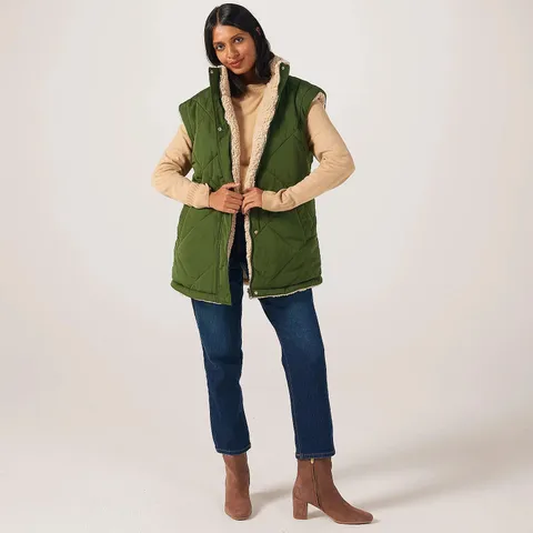CENTIGRADE REVERSIBLE BORG GILET KHAKI EXTRA LARGE