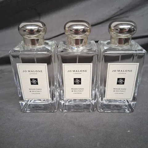 THREE BOTTLES OF JO MALONE LONDON WOOD SAGE AND SEA SALT COLOGNE 100ML