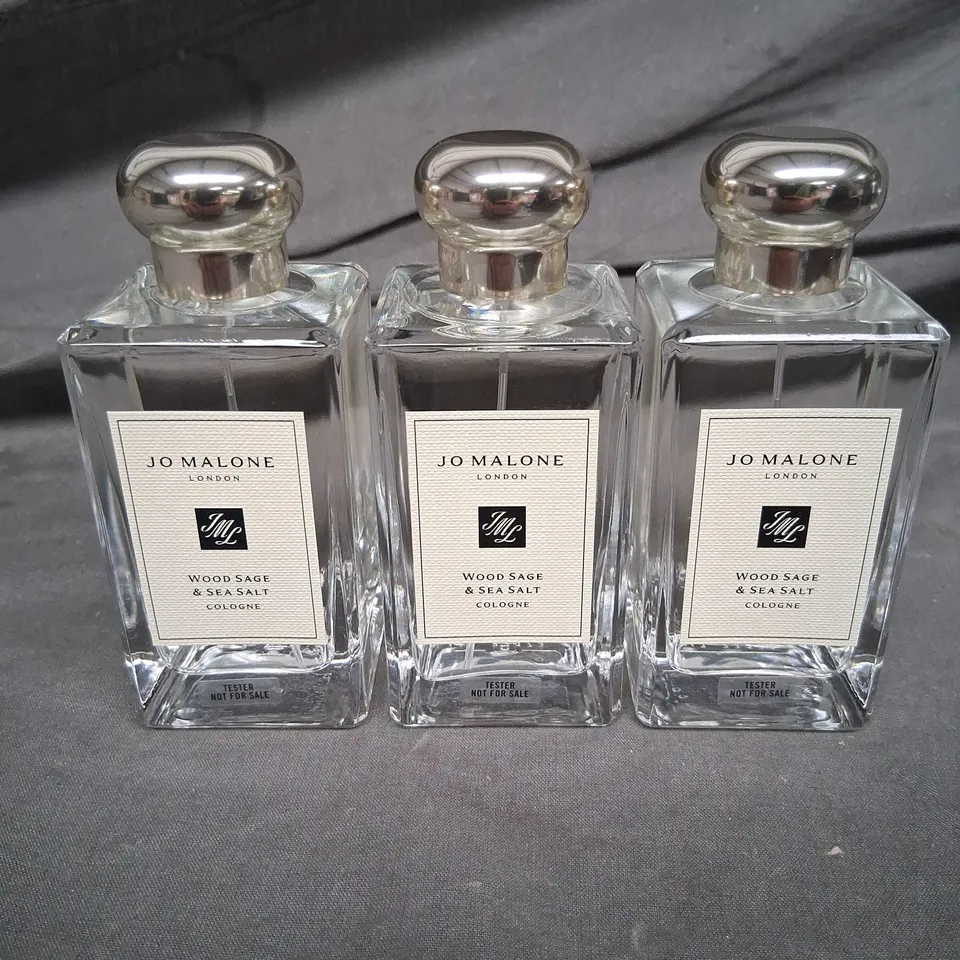 THREE BOTTLES OF JO MALONE LONDON WOOD SAGE AND SEA SALT COLOGNE 100ML