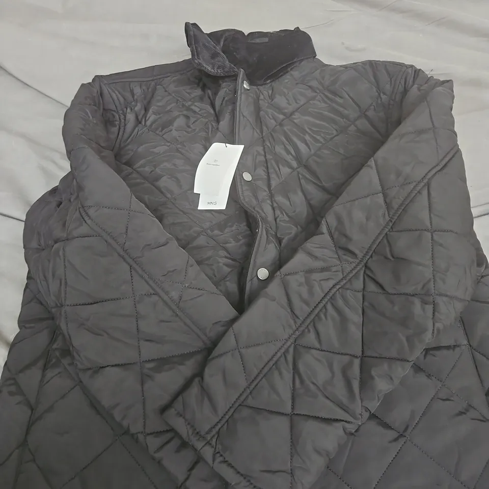MANGO QUILTED PUFFER JACKET – BLACK, UK SIZE L