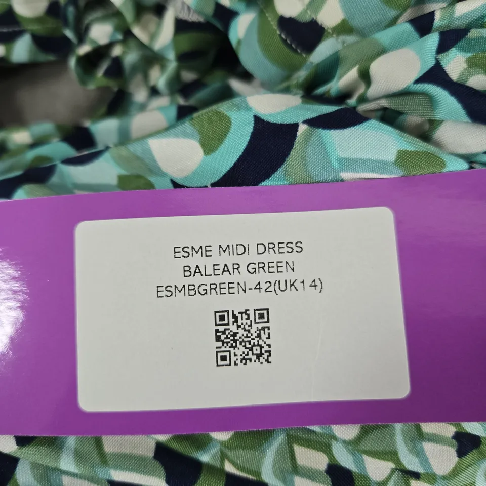 ONJENU LONDON ESME MIDI DRESS BALEAR GREEN – UK14