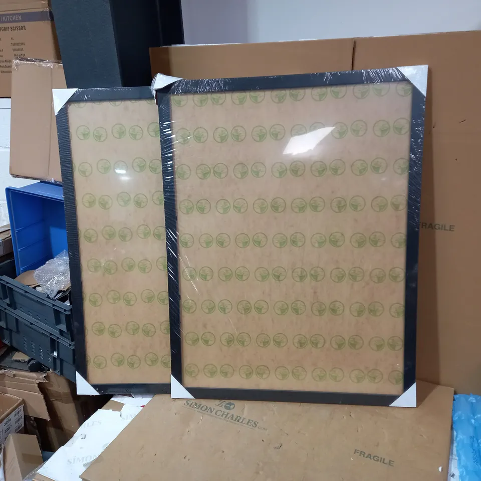 LOT OF 2 ASSORTED DESIGNER BLACK PICTURE FAMES APPROX 86X66CM