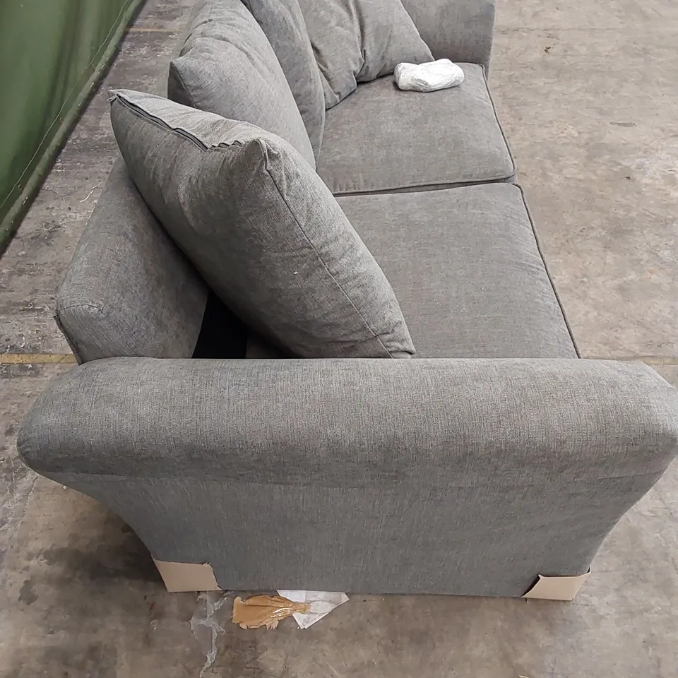 QUALITY DESIGNER DURY 3 SEATER FABRIC UPHOLSTERED SOFA - DARK GREY 