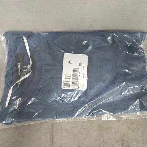 BAGGED VERO MODA BRIANNA POINTELLE DETAIL T-SHIRT IN DARK BLUE SIZE XS