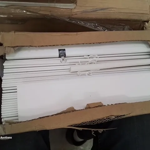BOXED FAUX WOODEN BLIND 60X160CM IN WHITE
