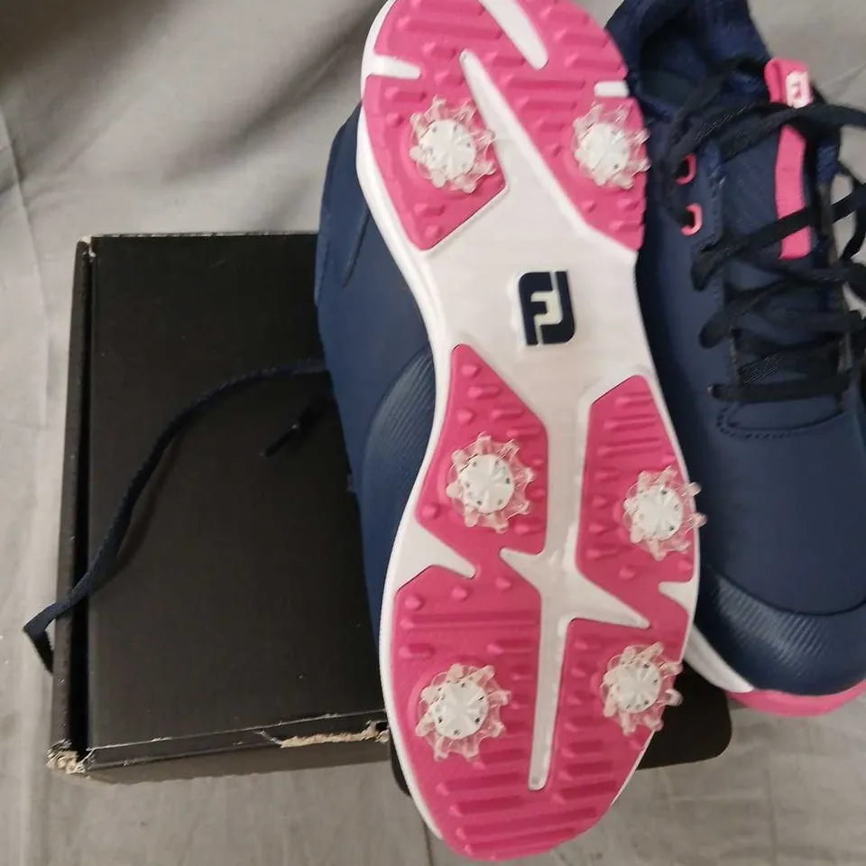 FOOTJOY TOUR RIVAL WOMEN'S GOLF SHOES – NAVY/WHITE/PINK, US 9 WIDE, BOXED