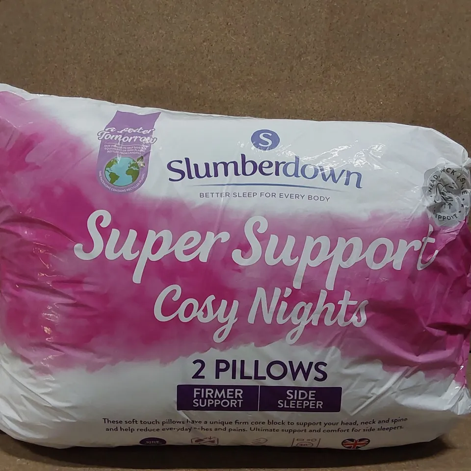 BAGGED SLUMBERDOWN SUPER SUPPORT COSY NIGHTS FIRM SIDE SLEEPER PILLOW (SET OF 2)