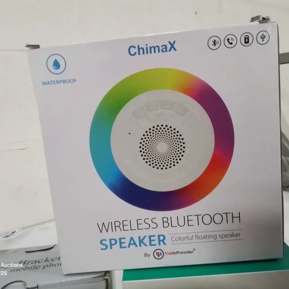 BOX CONTAINING LARGE AMOUNT OF BOXED ELECTRICAL ITEMS TO INCLUDE: PROFESSIONAL LIVE STREAM SET UP, 3D PRINTING FILAMENT ROLLS, GAMING HEADPHONES, WIRELESS BLUETOOTH SPEAKER, GUITAR STAND AND LOTS MORE