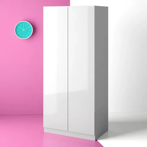 BOXED CARLTON 2 DOOR WARDROBE WHITE GLOSS (2 BOXES)
