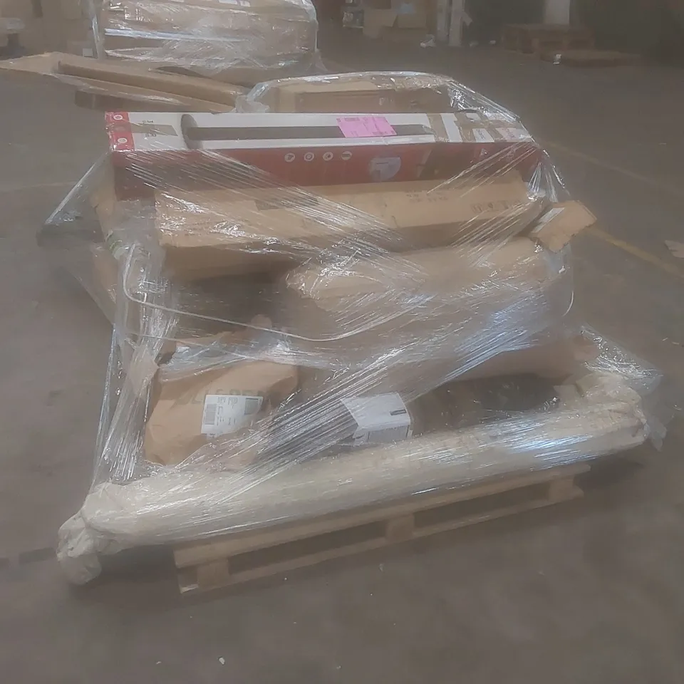 PALLET OF ASSORTED HOUSEHOLD GOODS AND INCOMPLETE FURNITURE PARTS 