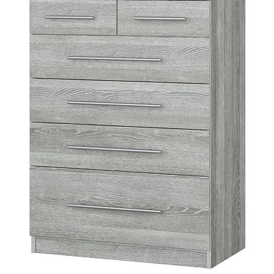 BOXED PRAGUE 4+2 CHEST OF DRAWERS IN WHITE ASH - COLLECTION ONLY