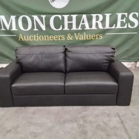 QUALITY DESIGNER FAUX LEATHER BLACK 3 SEATER SOFA 