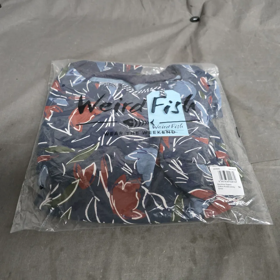 BAGGED WEIRD FISH STARSHINE ORGANIC COTTON PRINTED JERSEY DRESS - SIZE 14
