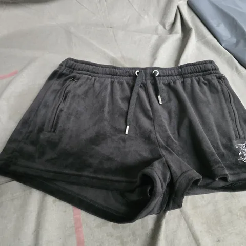 JUICY COUTURE BLACK SHORTS WITH RHINESTONE LOGO