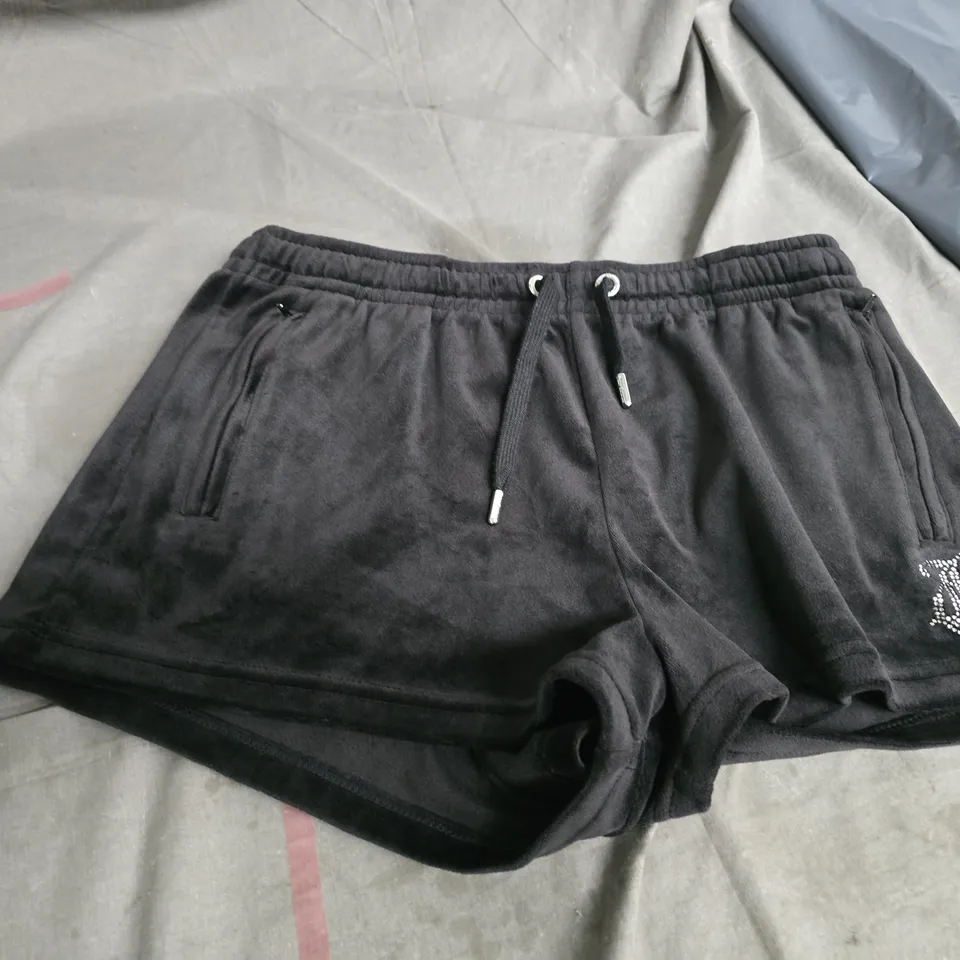 JUICY COUTURE BLACK SHORTS WITH RHINESTONE LOGO