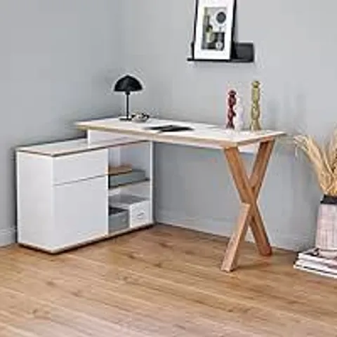 BOXED JAHNKE X-CLUB C 40 E MONTANA CORNER DESK OAK / WHITE (1 BOX)