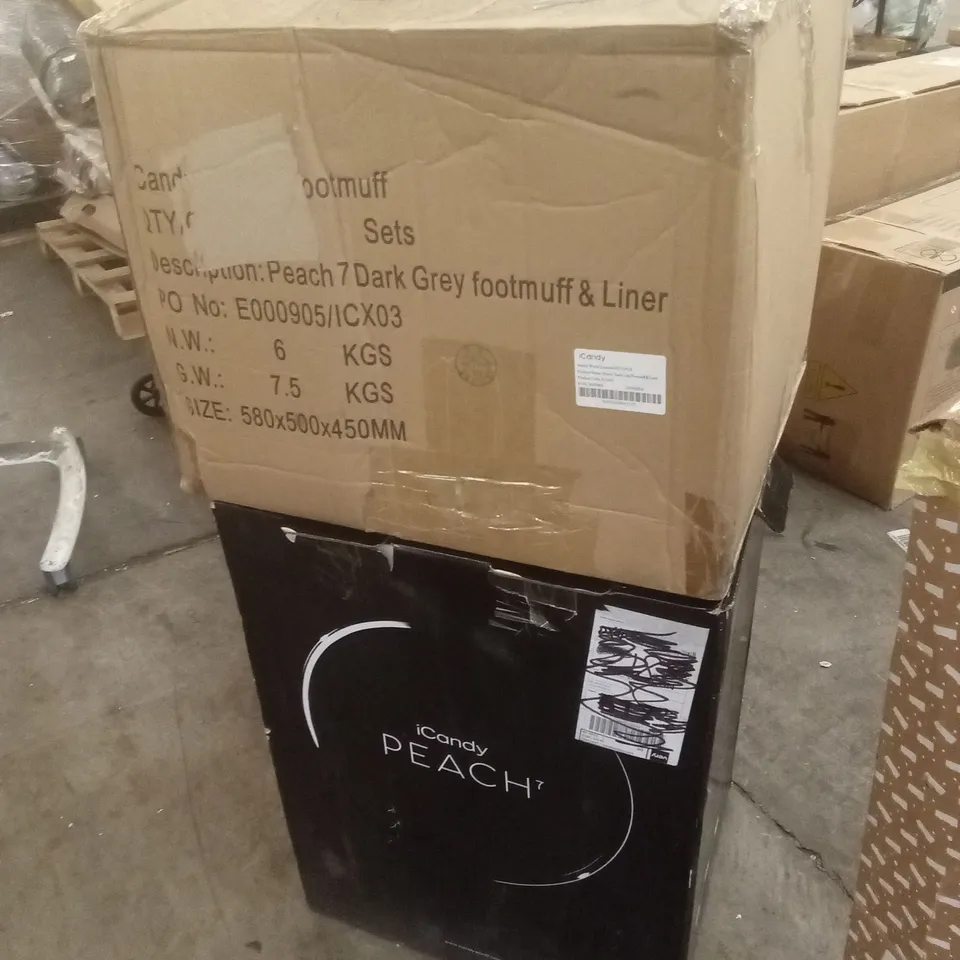 BOXED ICANDY PEACH 7 STROLLER & CARRYCOT - DARK GREY PHANTOM COMBO (2 BOXES)