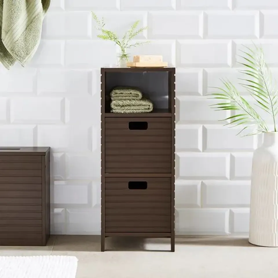 BOXED CHOCOLATE BATHROOM CABINET WITH DRAWERS (1 BOX)