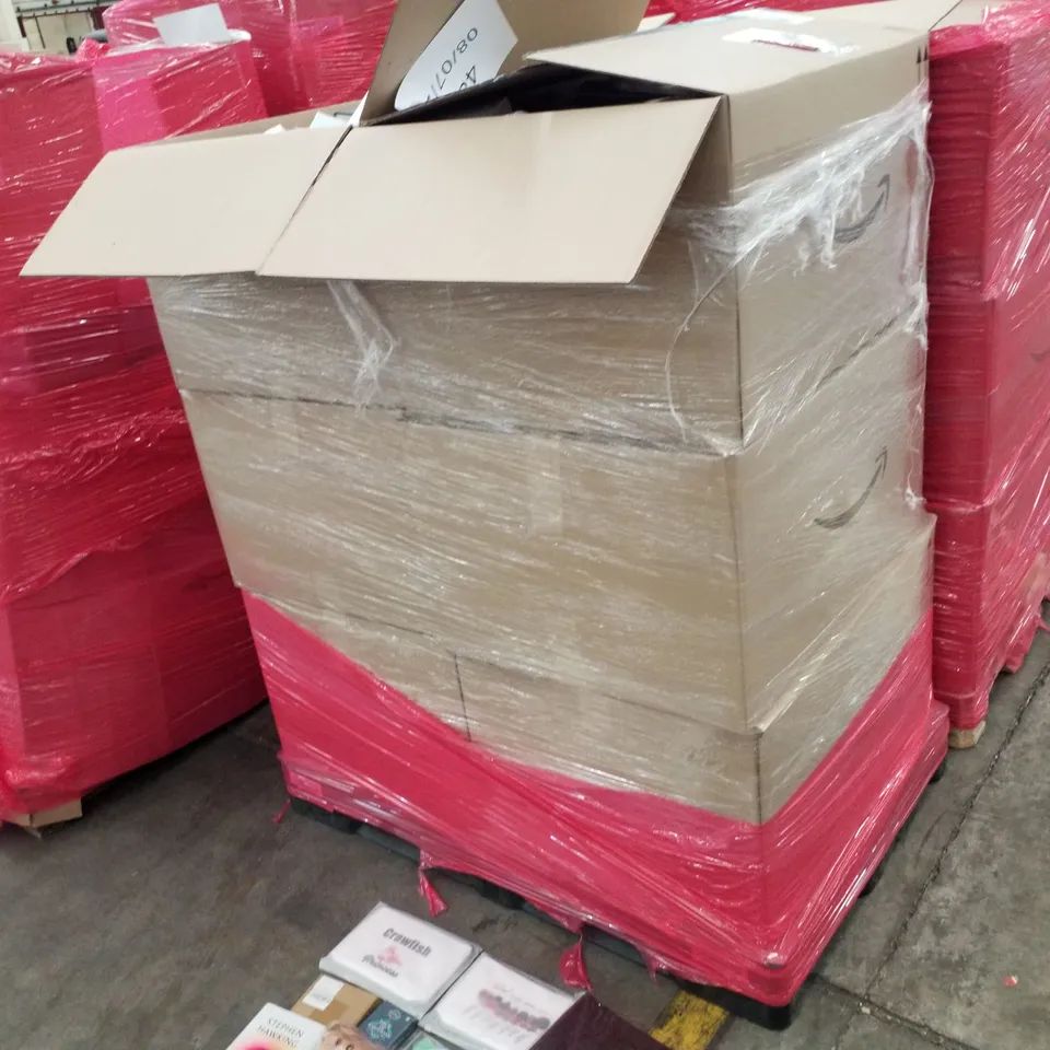 PALLET OF 6 BOXES CONTAINING ASSORTED PRODUCTS INCLUDING SCREEN PROTECTOR, DECK OF CARDS, STEPHEN HAWKING BOOK, RING ADJUSTERS, POCKET WATCH 