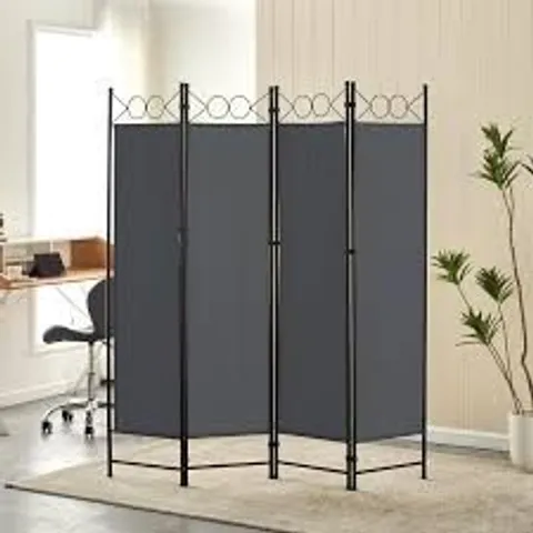 BOXED 4-PANEL FOLDING ROOM DIVIDER SCREEN - GREY