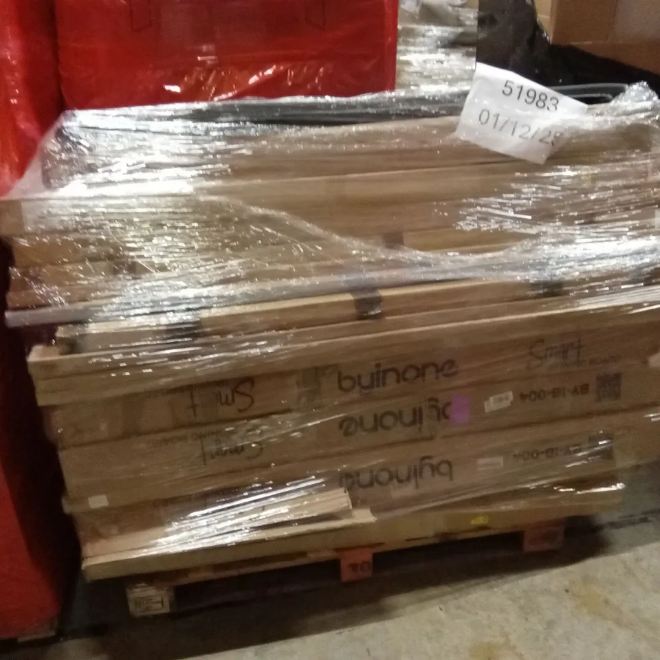 PALLET OF ASSORTED ITEMS TO INCLUDE: A LARGE NUMBER OR IRONING BOARDS AND DRYING RACKS