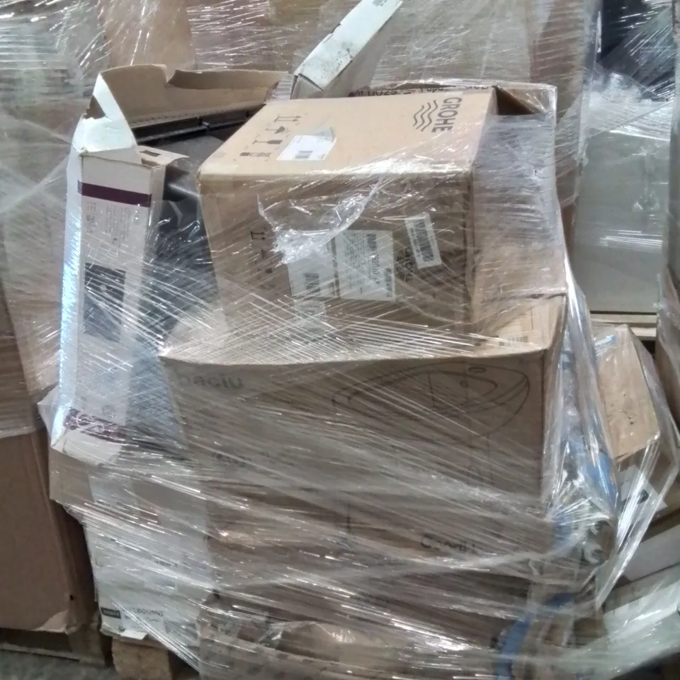 PALLET OF ASSORTED HOUSEHOLD GOODS AND PRODUCTS TO INCLUDE;RADIATOR COVER,TOILET,EURO CERAMIC BASIN 