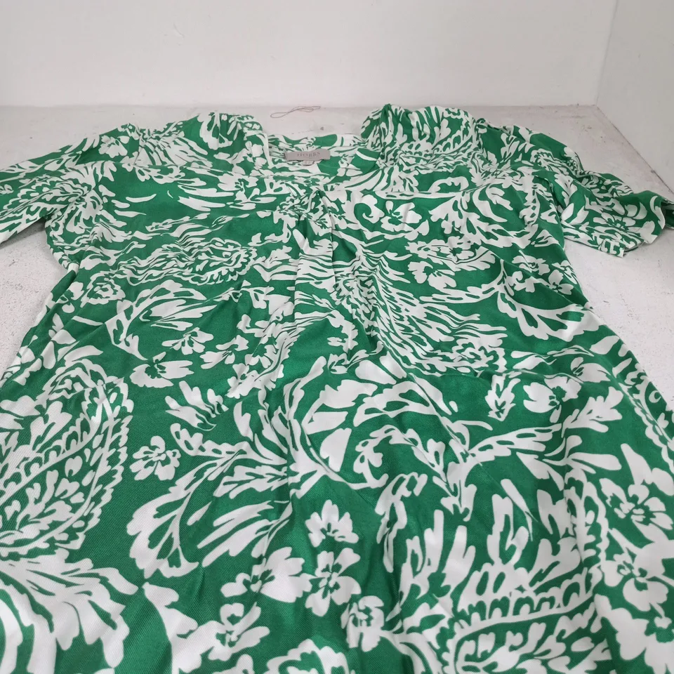 HOBBS LONDON WOMEN'S GREEN & WHITE FLORAL DRESS – UK 12