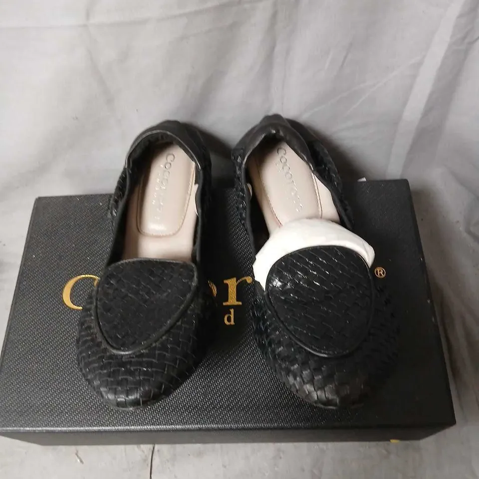 COCOROSE LONDON BLACK WOVEN LEATHER LOAFERS – WOMEN'S SHOES, UK4 (EU37)
