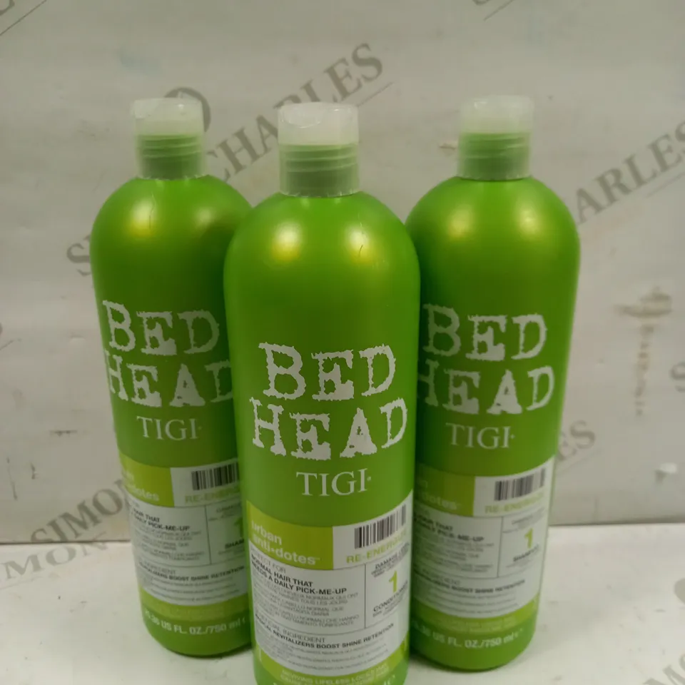 BED HEAD TIGI RE-ENERGIZE SHAMPOO & CONDITIONER - 3 X 750ML 