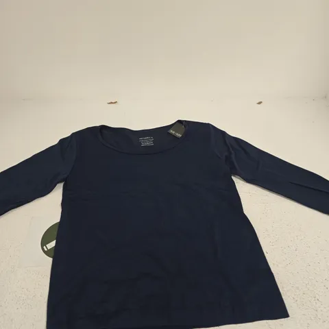 PURE & NATURAL NAVY LONG SLEEVE SCOOP NECK FLEECE-LINED TOP β SIZE L