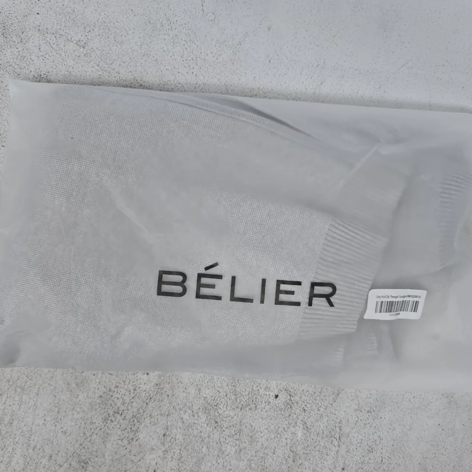 BAGGED BÉLIER GREY KNIT ZIP THROUGH CARDIGAN SIZE SMALL